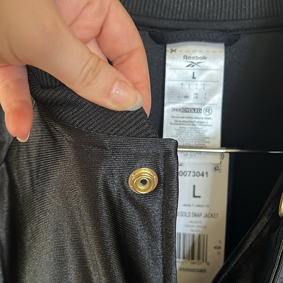 Reebok Black Gold Snap Jacket Track Basketball Sporty Mens Size Large - Picture 5 of 12